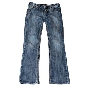 Silvers Women’s W29/L33 Suki Flap Pocket Faded Straight Leg Low Rise Denim Y2K